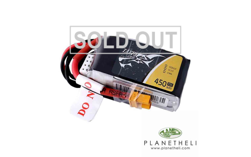 Tattu 450mAh 3S1P 75C 11.1V Lipo Battery Pack with XT30 plug